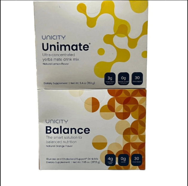 Unicity Feel Great Combo Pack - Orange Balance (1 Box) & Natural Lemon Unimate (1 Box)
