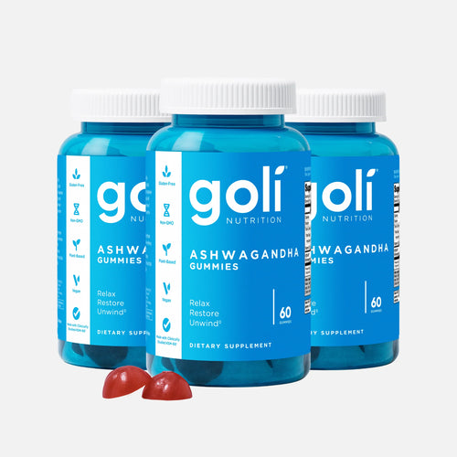 (3 pack) Goli Ashwagandha Vegan Gummies, KSM-66 & Vitamin D, 60 Count