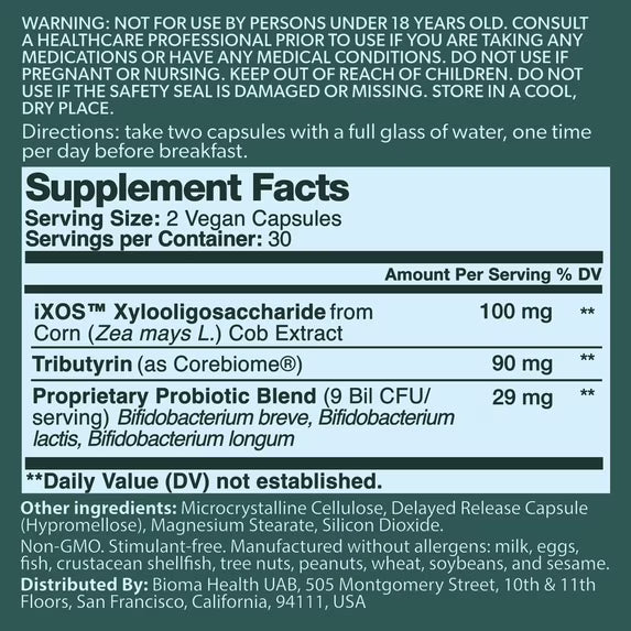BIOMA Gut Health and Weight Management Probiotics, 60 Count, 30 Servings (18+)