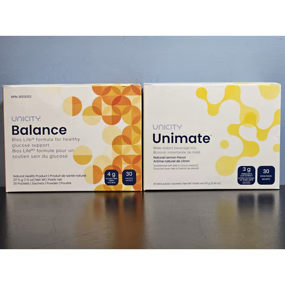 Unicity Feel Great Combo Pack - Orange Balance (1 Box) & Natural Lemon Unimate (1 Box)