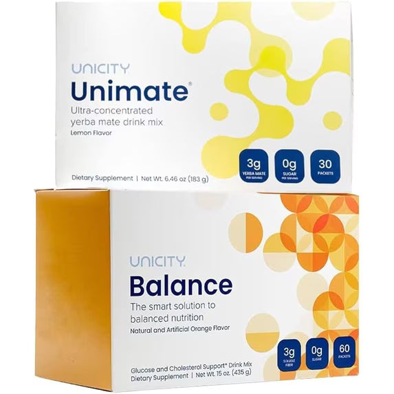 Unicity Feel Great Combo Pack - Orange Balance (1 Box) & Natural Lemon Unimate (1 Box)
