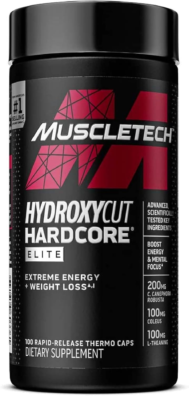 Hardcore Elite Energy & Metabolism Support Capsules – Green Coffee Extract & Caffeine | 100 Count