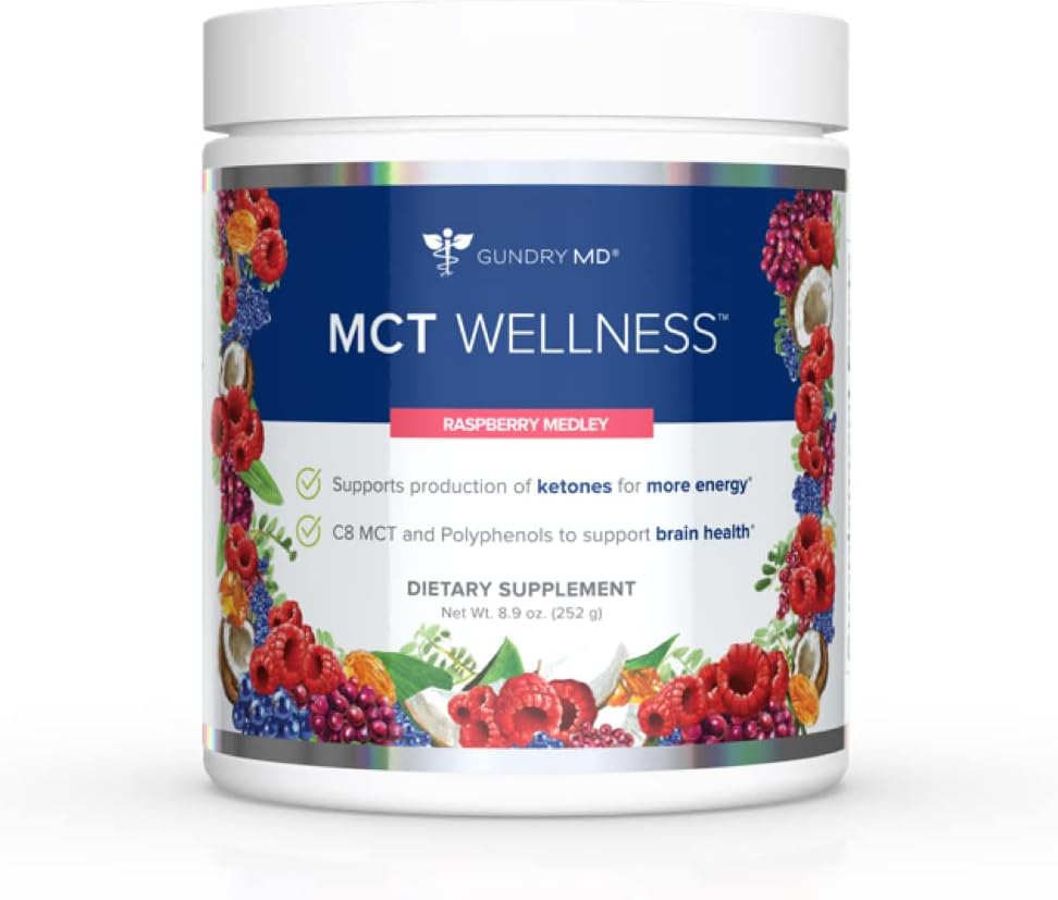 MCT Wellness Powder – Keto-Friendly Energy & Brain Support Drink Mix | Raspberry Medley | 30 Servings