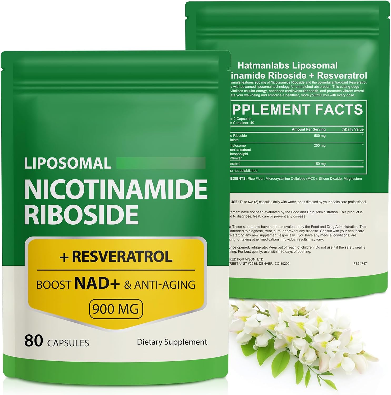 NAD+ Supplement with Nicotinamide Riboside, Resveratrol & Quercetin – Daily Energy & Cellular Wellness Support | 80 Capsules