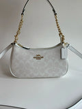 COACH Teri 2Way Shoulder Bag Signature Coated Canvas White outlet CA548