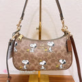 NWT Coach X Peanuts Teri Shoulder Bag In Signature Canvas Snoopy Print CBJ88
