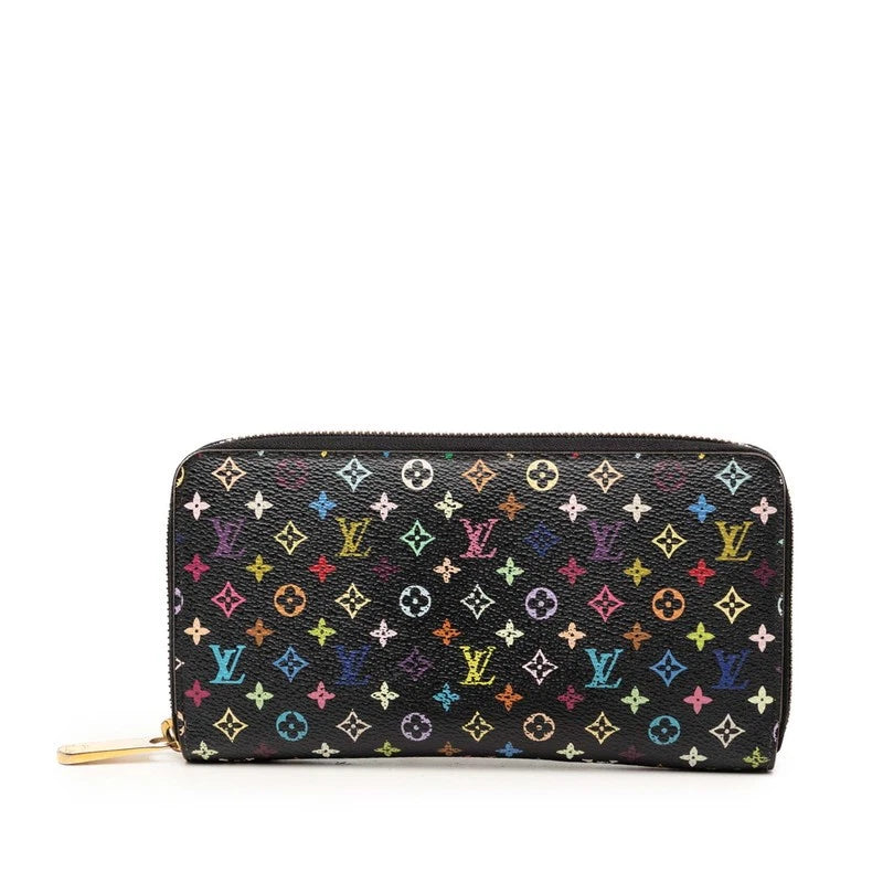 Louis Vuitton Monogram Multicolor Zippy Zip Around Long Wallet Black