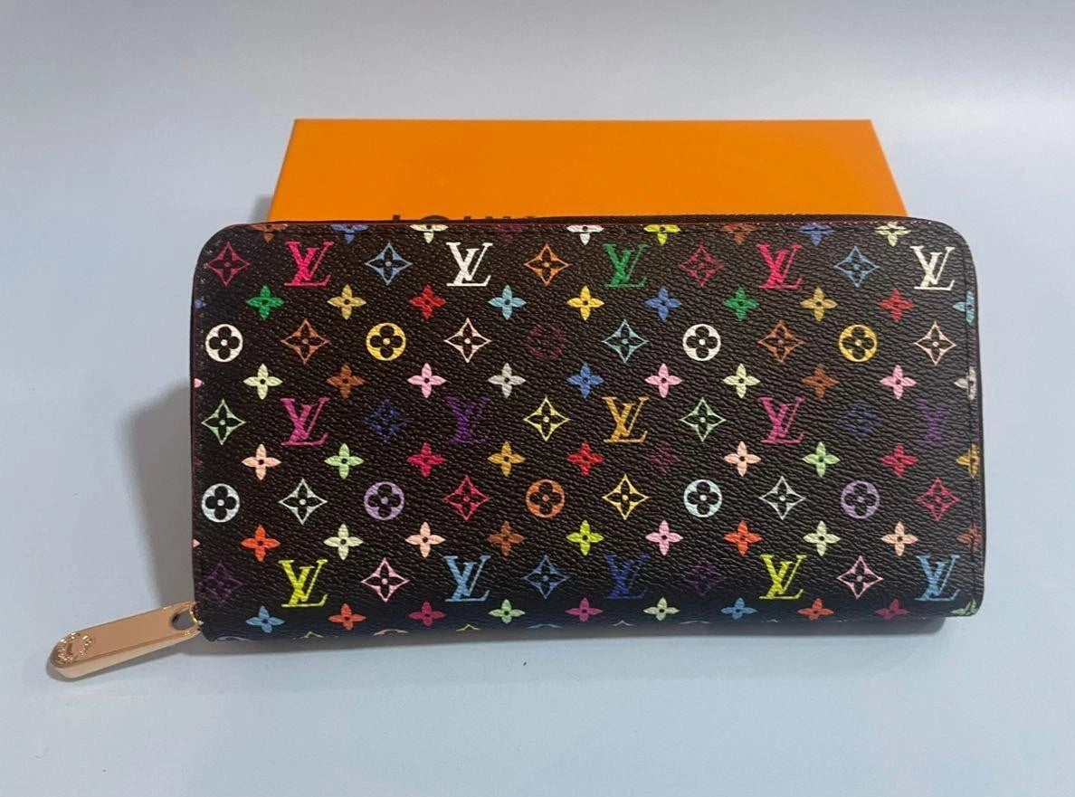 LOUIS VUITTON Murakami Multicolor Zippy Long Wallet Black Box Dust Bag Booklet