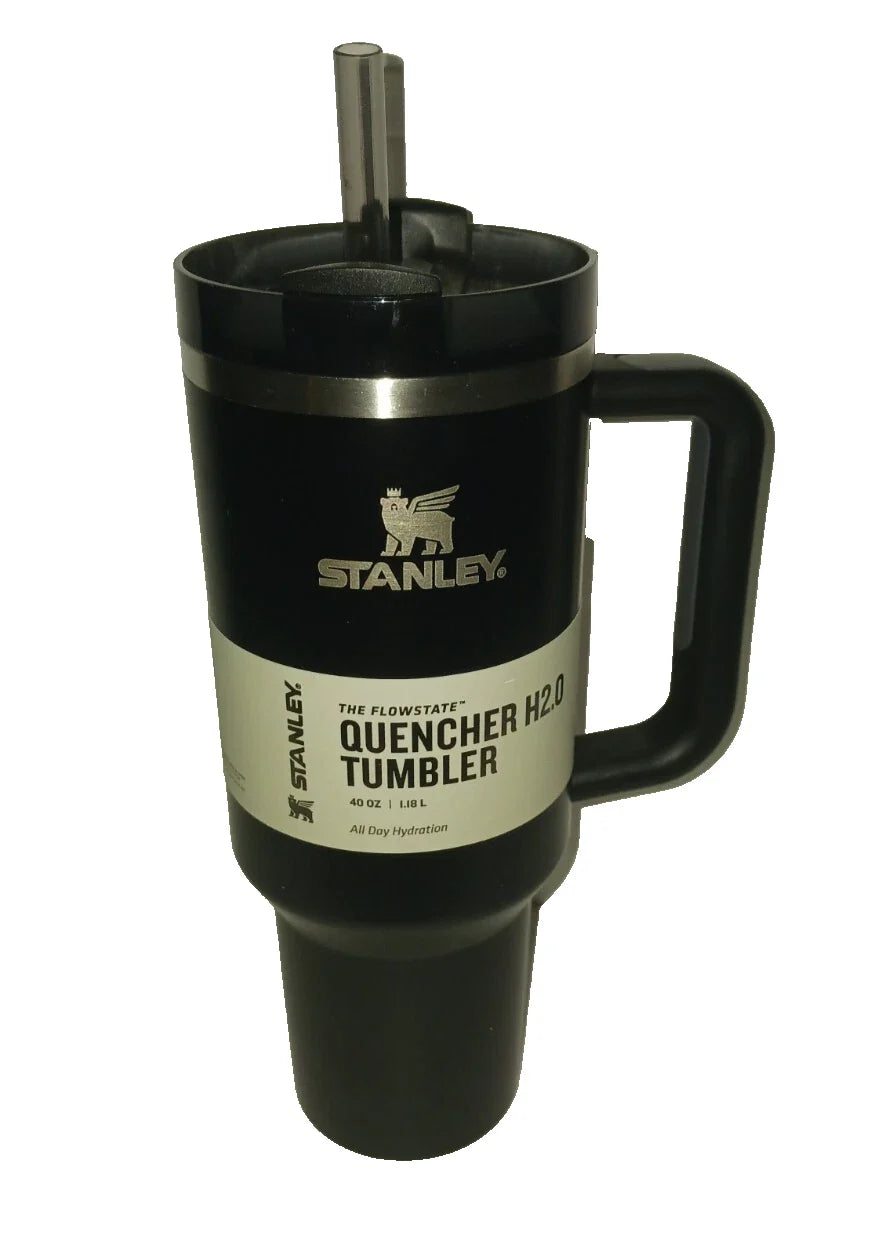Stanley Flowstate Tumbler 40oz Black w/ Silver Tone Trim Quencher H2.0
