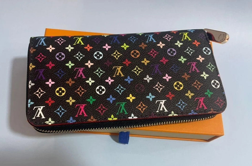LOUIS VUITTON Murakami Multicolor Zippy Long Wallet Black Box Dust Bag Booklet