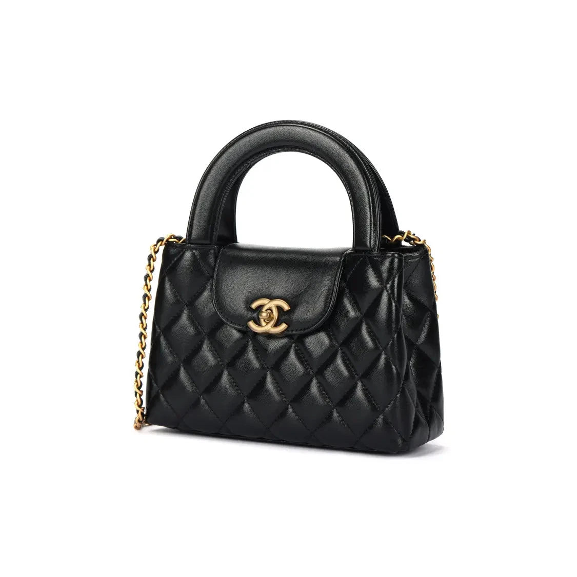 Chanel AS4416 Kelly Nano Black Calfskin Gold Hardware Shopping Bag