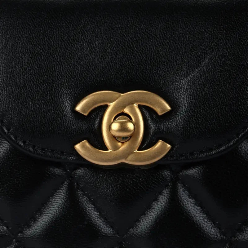 Chanel AS4416 Kelly Nano Black Calfskin Gold Hardware Shopping Bag