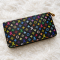 Louis Vuitton Monogram Multicolor Zippy Zip Around Long Wallet Black