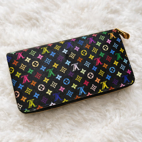 Louis Vuitton Monogram Multicolor Zippy Zip Around Long Wallet Black