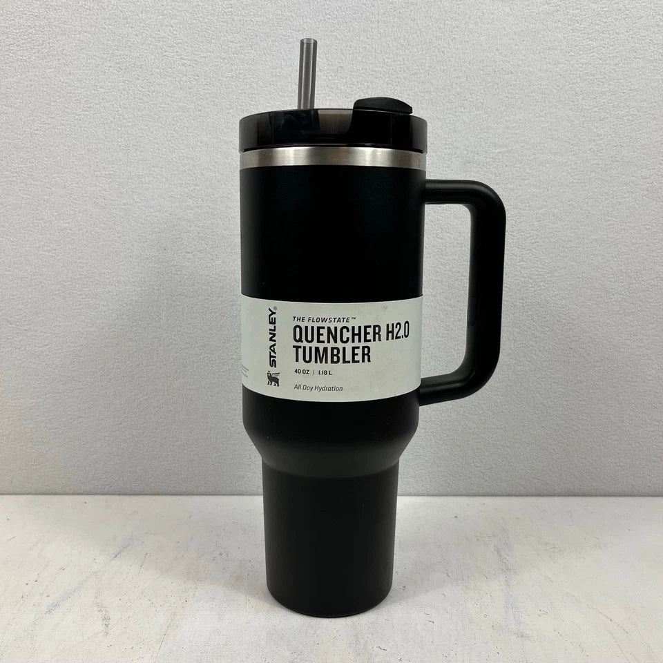 Stanley The Flowstate 40 oz Quencher H2.0 Tumbler Black With Straw Brand New